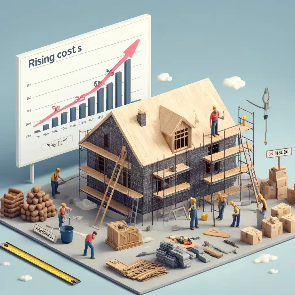 Construction site showing increased costs of building materials impacting home insurance premiums